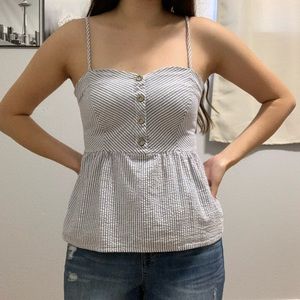 POTTER’S TOP Blue & White Tank